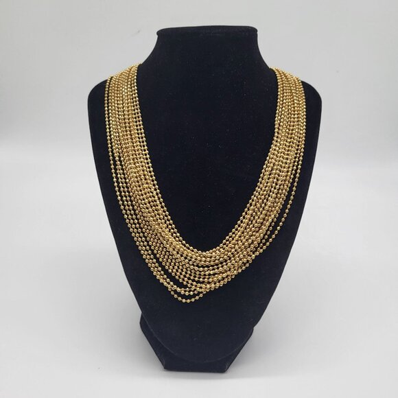 MICHAEL KORS GOLD BRILLIANCE MULTI-STRAND BEAD NECKLACE+TURN LOCK MKJ2204 - Picture 2 of 6